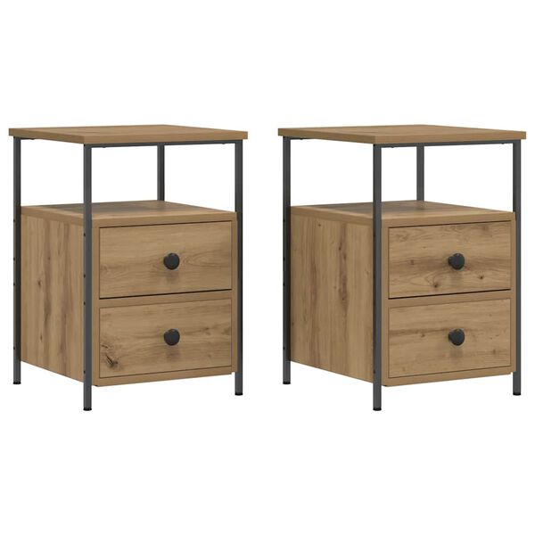 vidaXL Bedside Cabinets 2 pcs Artisan Oak 34x35.5x50 cm Engineered Wood
