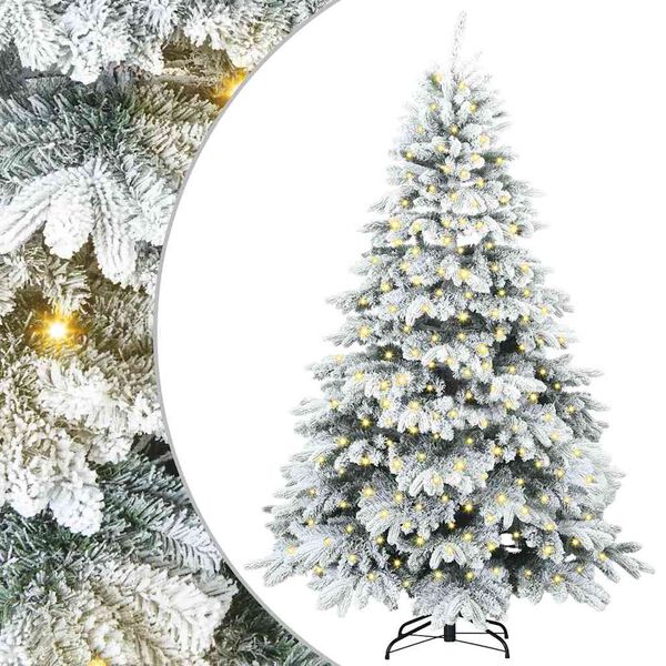 vidaXL Artificial Christmas Tree with 300 LEDs White 180 cm PE and PVC
