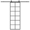 vidaXL Sliding Door with Hardware Set Black 76x205 cm ESG Glass
