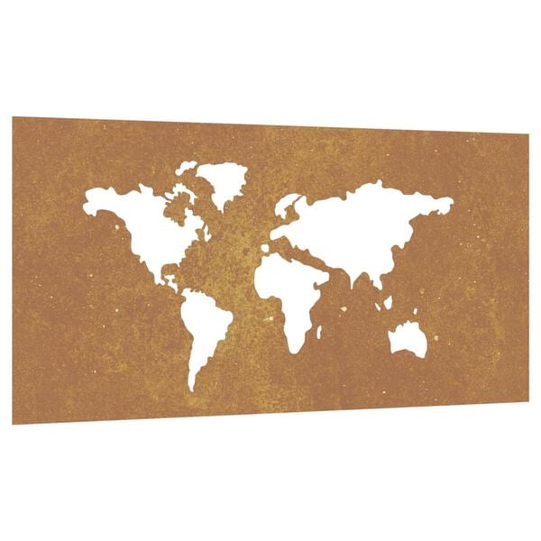 vidaXL Garden Wall Decoration 105x55 cm Corten Steel World Map Design