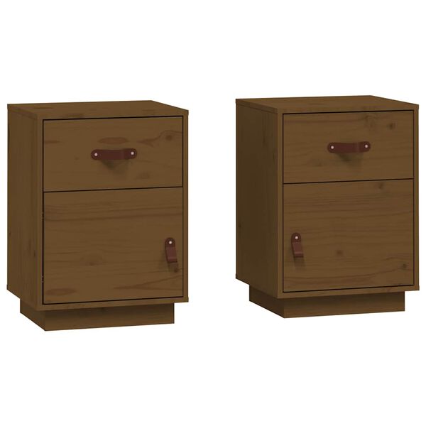 vidaXL Bedside Cabinets 2 pcs Honey Brown 40x34x55 cm Solid Wood Pine
