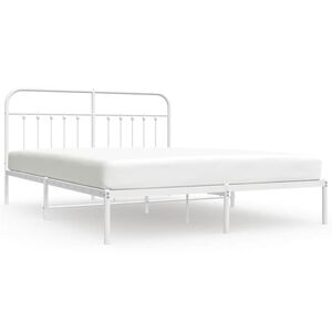 vidaXL Metal Bed Frame without Mattress with Headboard White 160x200cm