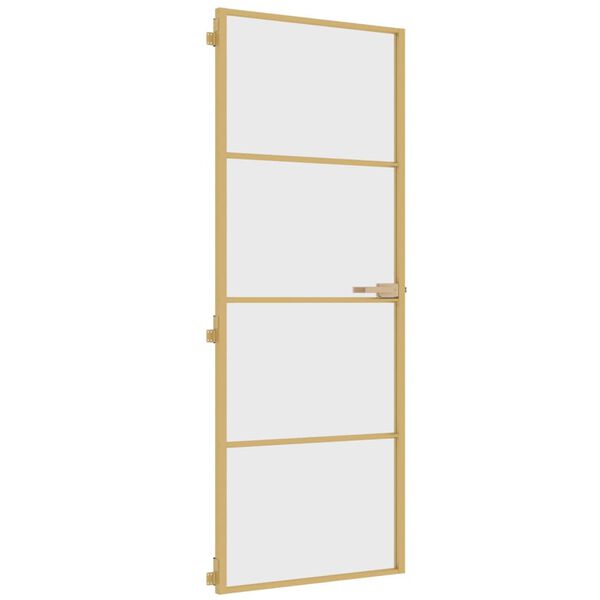 vidaXL Interior Door Slim Golden 76x201.5 cm Tempered Glass and Aluminium