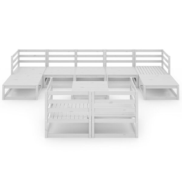 vidaXL 10 Piece Garden Lounge Set White Solid Pinewood