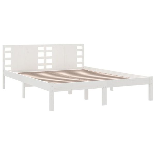 vidaXL Bed Frame without Mattress White 150x200 cm King Size Solid Wood