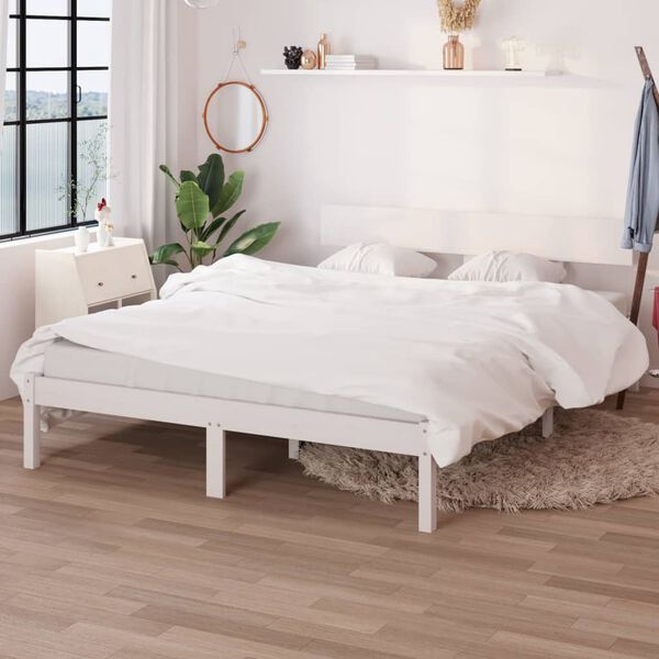 vidaXL Bed Frame without Mattress White Solid Wood 140x200 cm