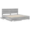 vidaXL Bed Frame with Drawer Grey Sonoma 200 x 200 cm Engineered Wood