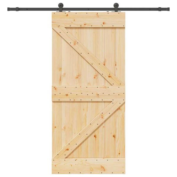 vidaXL Sliding Door with Hardware Set 90x210 cm Solid Wood Pine