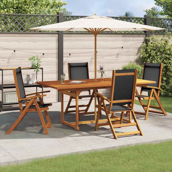 vidaXL 5 Piece Garden Dining Set Solid Wood Acacia and Textilene