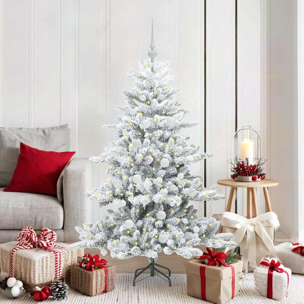 vidaXL Artificial Hinged Christmas Tree White 150 cm PVC and Steel