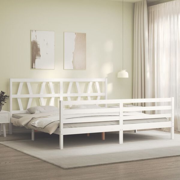 vidaXL Bed Frame without Mattress White Super King Size Solid Wood