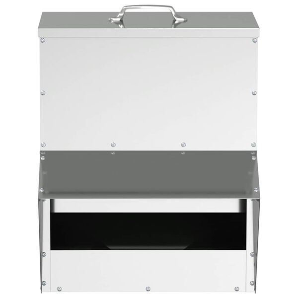 vidaXL Chicken Feeder Silver 35 x 30.5 x 43.5 cm Galvanised Steel