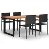 vidaXL 5 Piece Garden Dining Set Poly Rattan Black