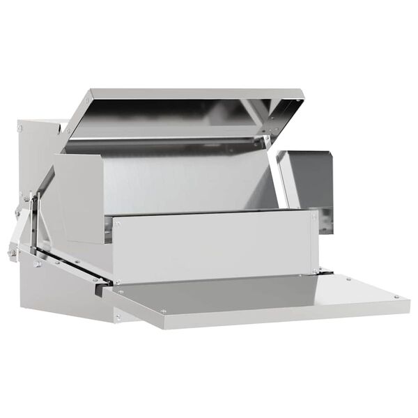 vidaXL Chicken Treadle Feeder Silver 50 x 40 x 29 cm Galvanised Steel