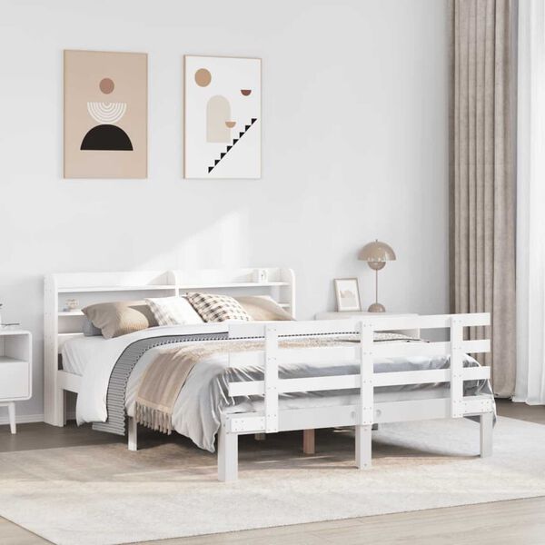 vidaXL Bed Frame with Headboard without Mattress White 120x190 cm Small Double