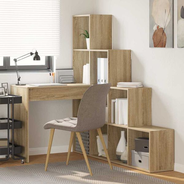 vidaXL Corner Desk Sonoma Oak 101.5 x 149.5 x 149.5 cm Engineered Wood