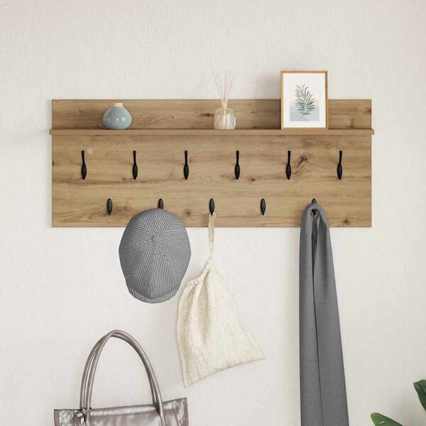 vidaXL Wall-Mounted Coat Rack with Shelf Artisan Oak 100 x 40 x 12 cm