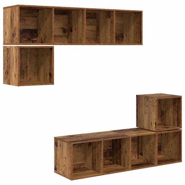 vidaXL TV Cabinet Set Wall-mounted 4 pcs Old Wood Engineered Wood