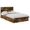 vidaXL Storage Bed with Drawer Smoked Oak 120 x 200 cm Engineered Wood