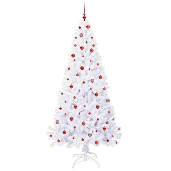 vidaXL Artificial Christmas Tree with Stand White 240 cm PVC and Steel