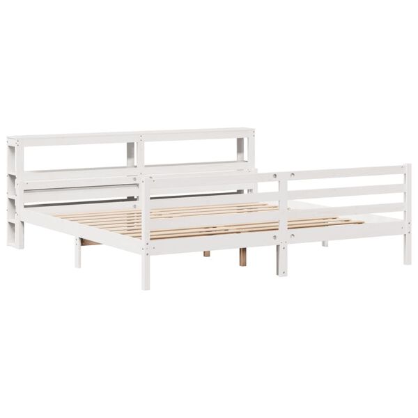 vidaXL Bed Frame with Headboard without Mattress White 180x200 cm Super King