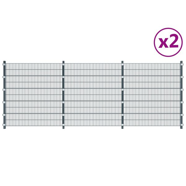 vidaXL Fence Panels 2 pcs Iron 6x2 m 12m(Total Length) Anthracite Grey