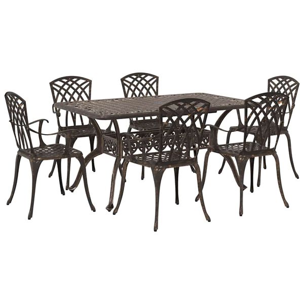 vidaXL Garden Dining Set 7 pcs Bronze Aluminium
