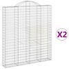 vidaXL Arched Gabion Baskets 2 pcs 200x30x220/240 cm Galvanised Iron