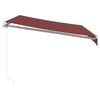 vidaXL Manual Retractable Awning with LED Burgundy 300x250 cm