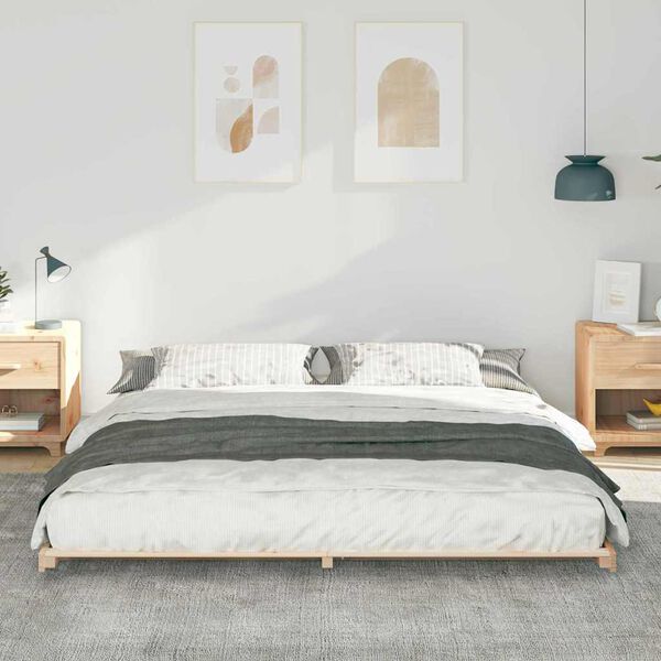 vidaXL Floor Bed Frame Brown 180 x 220 cm Solid pine wood
