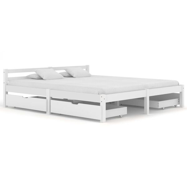 vidaXL Bed Frame without Mattress White Solid Pine Wood 160x200 cm