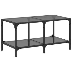 vidaXL Coffee Table with Black Glass Top 78.5x40x40 cm Steel