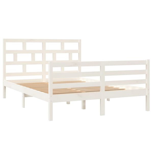 vidaXL Bed Frame without Mattress White Solid Wood 140x200 cm (810431+814195)