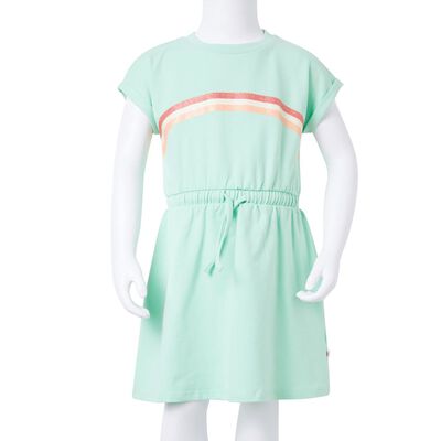Kids' Dress with Drawstring Bright Green 92