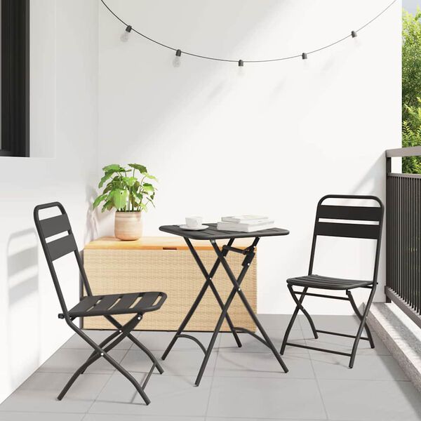 vidaXL Garden Folding Chair 2 pcs Anthracite 55 x 56.5 x 91cm Steel