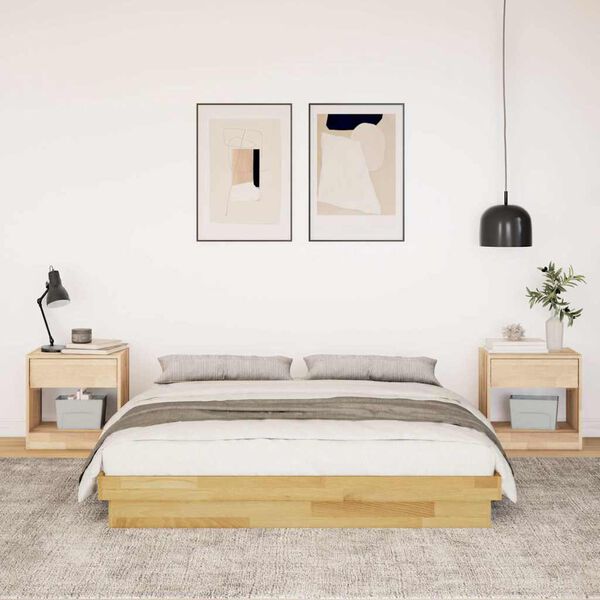 vidaXL Bed Frame without Mattress 135x190 cm Double Solid Wood Oak