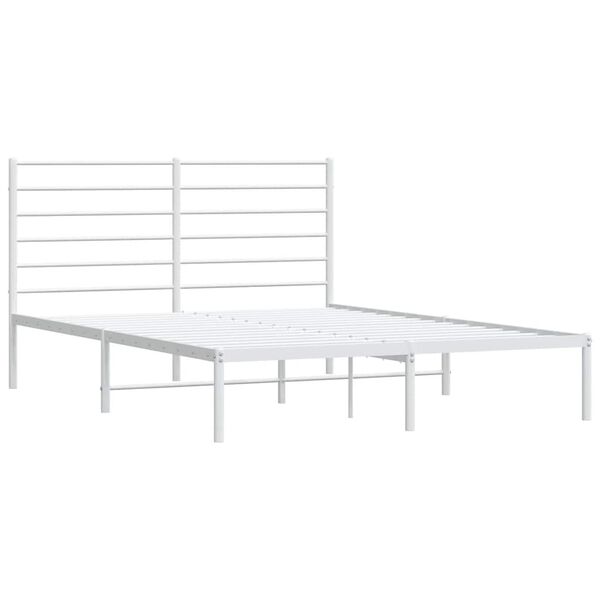 vidaXL Metal Bed Frame without Mattress with Headboard White 120x190cm