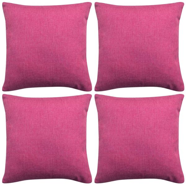 vidaXL Cushion Covers 4 pcs Linen-look Pink 40x40 cm
