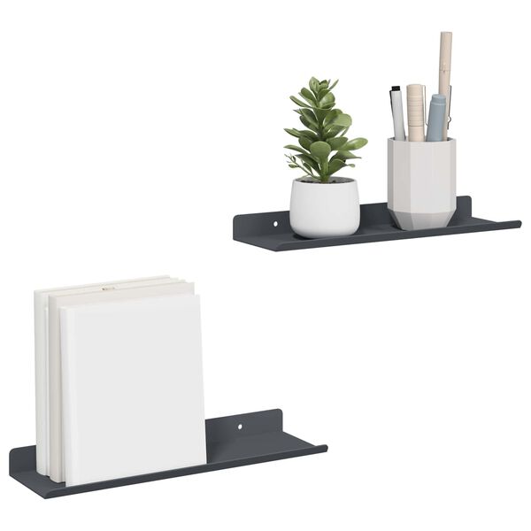 vidaXL Floating Shelf 2 pcs Anthracite 30 x 9 x 2.5 cm Steel