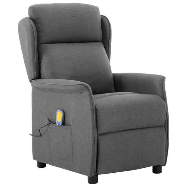 vidaXL Massage Chair Light Grey 93.5 x 67.5 x 101.5 cm Fabric
