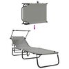vidaXL Folding Sun Lounger Folding Grey 56 x 190 x 81cm Fabric