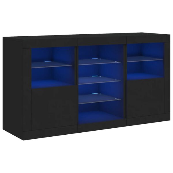 vidaXL Sideboard with LED Lights Black 123x37x67 cm