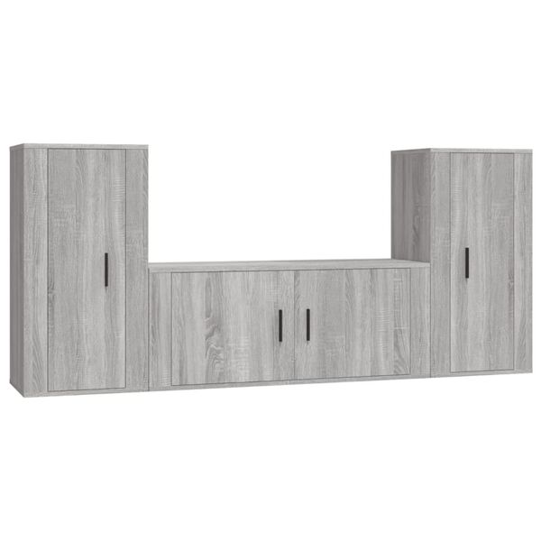 vidaXL 3 Piece TV Cabinet Set Grey Sonoma Engineered Wood