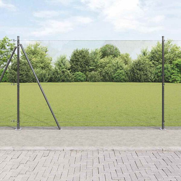 vidaXL Fence Post Grey 25 x 1.5 m (16 x 16 mm mesh) Steel and PVC