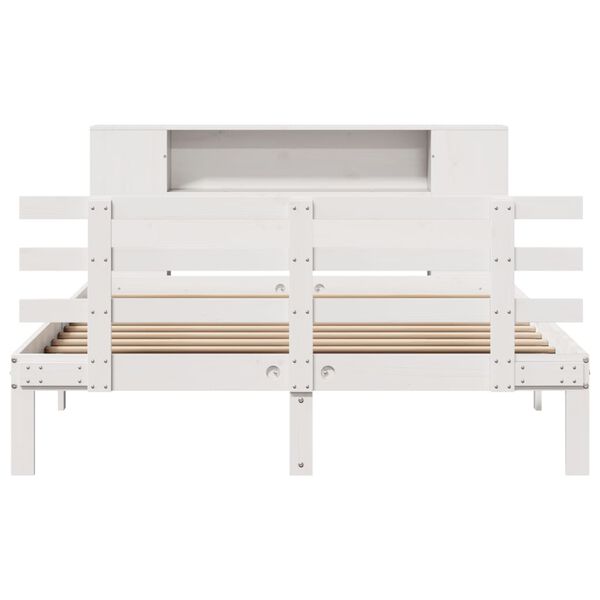 vidaXL Bookcase Bed without Mattress White 150x200 cm King Size Solid Wood Pine