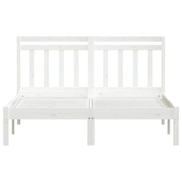 vidaXL Bed Frame without Mattress White Double Solid Wood