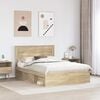 vidaXL Bed Frame with Mattress Sonoma Oak 150 x 200 cm Solid Pine Wood