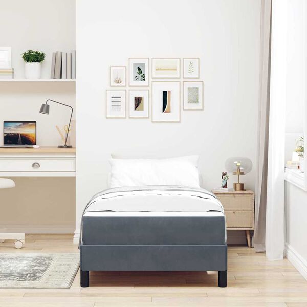 vidaXL Box Spring Bed with Mattress Dark Grey 80 x 210 cm Fabric