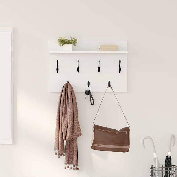 vidaXL Wall-Mounted Coat Rack White 60 x 40 x 12 cm Engineered wood