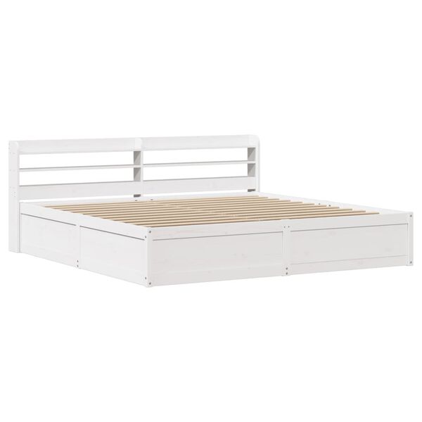 vidaXL Bed Frame with Headboard White 200x200 cm Solid Wood Pine